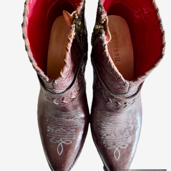 BED STU Tania Ankle Harness Western Boots Size 7 Rustic Leather Teak - Picture 3 of 5